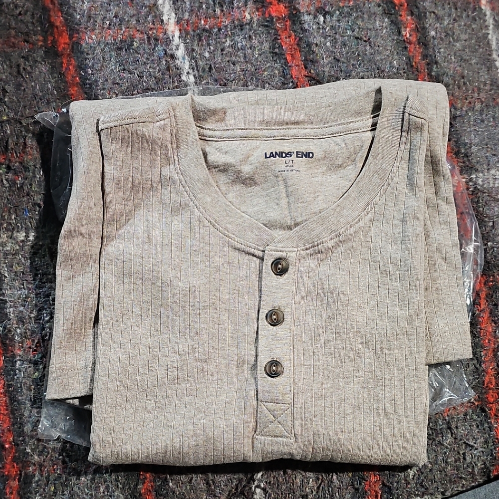Lands' End Taupe Henley Shirt